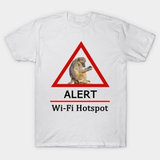 Baboon with iPad Road Sign T-Shirt